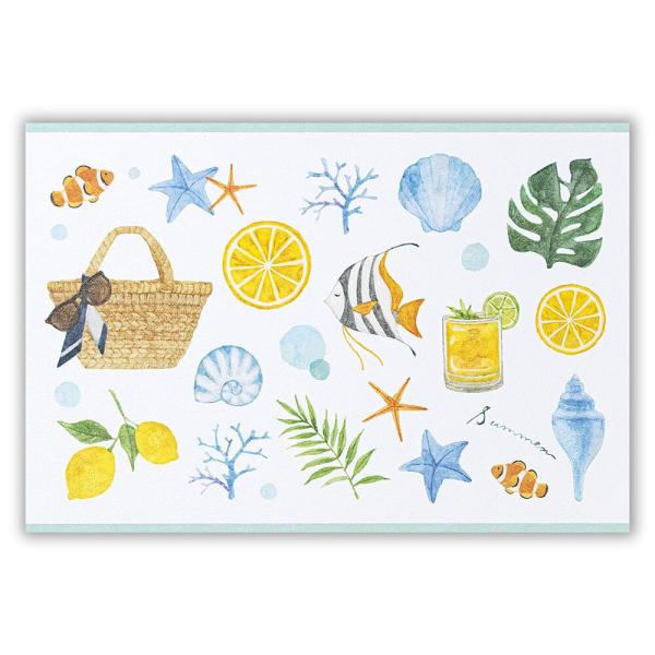 ポストカード sea / 暑中見舞い 海 夏柄 水彩 ハガキ グリーティング