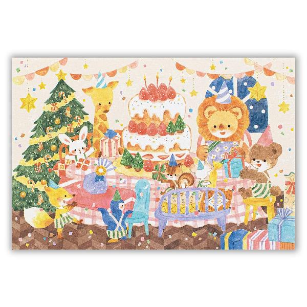 冬柄 ポストカード クリスマス / 可愛い 動物 イラスト はがき なかうちわか グリーティング