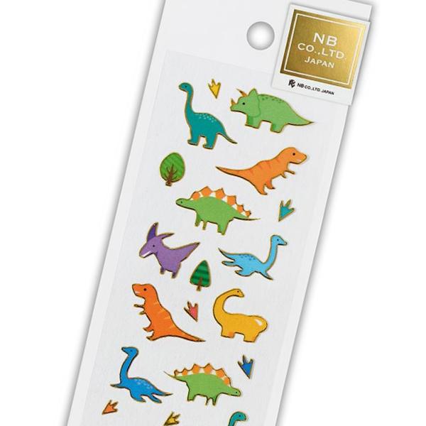 ふちシール 恐竜 / 可愛い ダイナソー 金箔押し加工 金縁 PVC素材 手帳 デコ