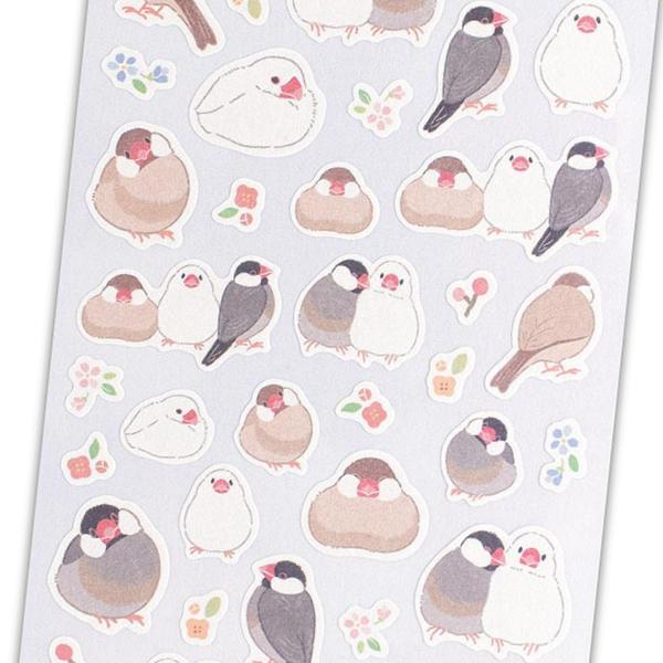 さえずり シール大 文鳥 / 可愛い 小鳥 日記 手帳 デコ Saezuri エヌビー社