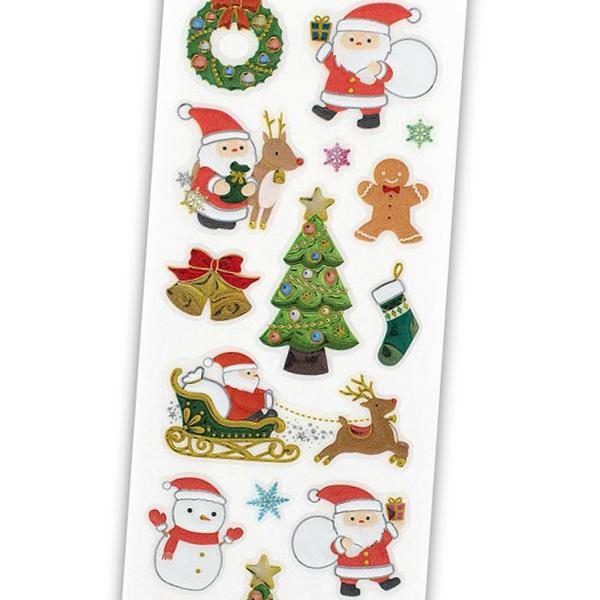 ビジュシール サンタとクリスマス / Xmas ツリー リース 冬柄 デコシール 箔押し エヌビー社