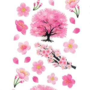 奧山商会 ラメ入り シール 桜の木 / 春柄 サクラ 花びら デコ 軟らかい キラキラ Sticker Fun
