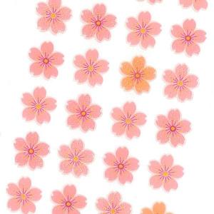 (7/1より価格改定) 奧山商会 ラメ入り シール 桜4列 / 春 サクラ 花柄 軟らかい 厚盛りインク キラキラ Sticker Fun