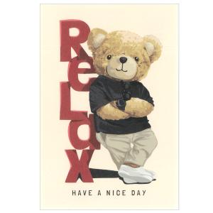ポストカード リラックス / テディベア 可愛い はがき グリーティング