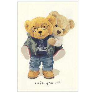 ポストカード おんぶ / テディベア 可愛い はがき グリーティング