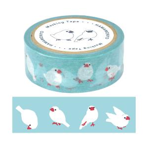 濱文様 文鳥並べ 15mm マスキングテープ / 可愛い 鳥 マステ