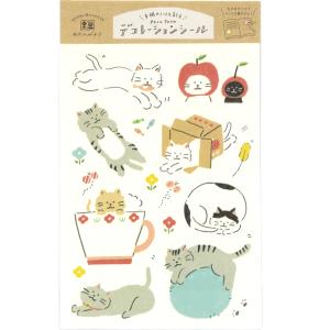 わたしびより ゆるねこ デコレーションシール 2枚入 / 猫 ネコ 古川紙工 シートシール 日記 手帳