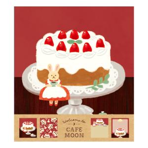cafe moon ケーキ メモパッド 100枚入/ウサギ 苺 4柄 スクエアメモ 古川紙工の商品画像