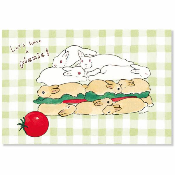 もりやましなこ ポストカード ピクニックに行こう！ / ウサギ 可愛い イラスト はがき
