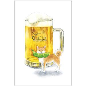 しばいぬとおいしい夏 ポストカード ビール / 可愛い