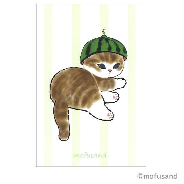 mofusand ポストカード スイカ PX-153s / 暑中見舞い 夏柄 ハガキ モフサンド 猫...