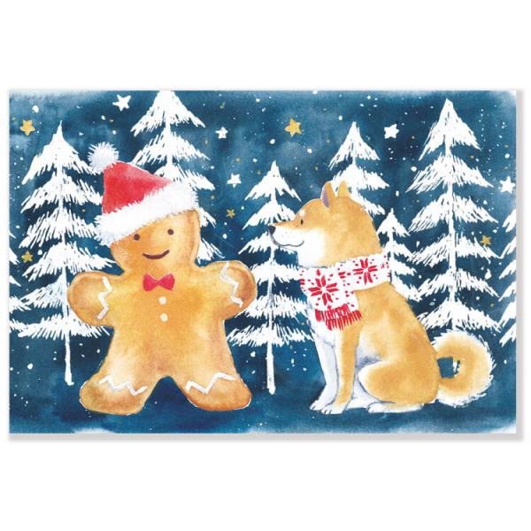 しばいぬとクリスマス カード クッキー / 可愛い 柴犬 Xmas 村田なつか 冬柄 ポストカード
