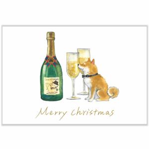 しばいぬとクリスマス ポストカード シャンパン / 可愛い