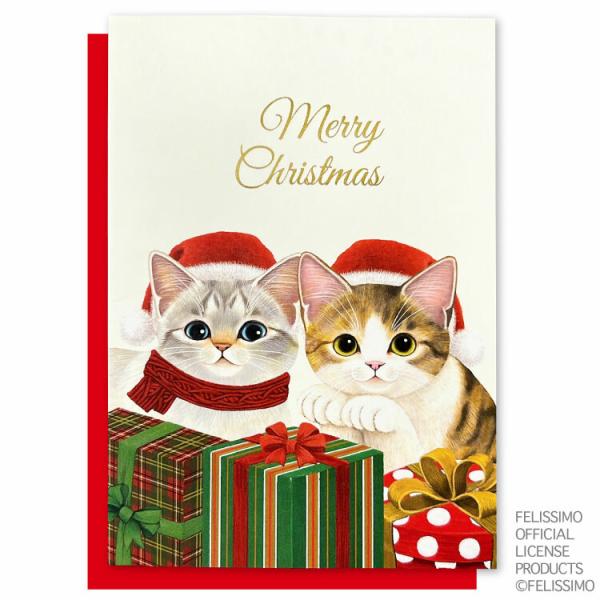 フェリシモ猫部 クリスマス ポップアップカード CMG-598 / ギフトボックス  ネコ 立てて飾...