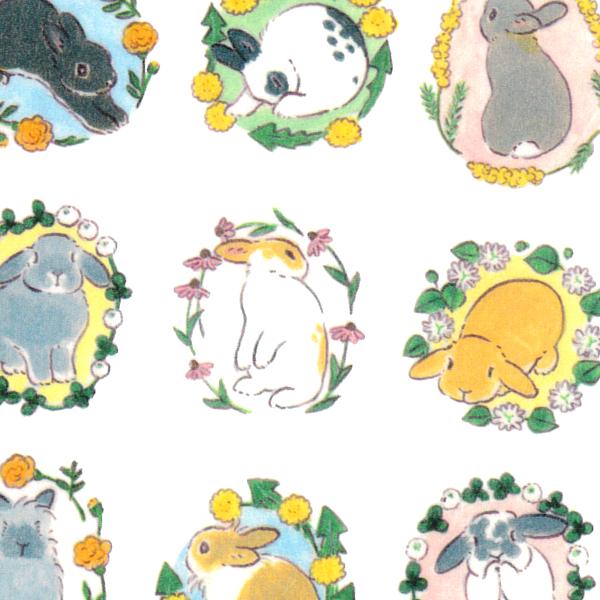 もりやましなこ マスキングシール うさぎさんと花冠 / マステ素材 ウサギ 手帳 デコ
