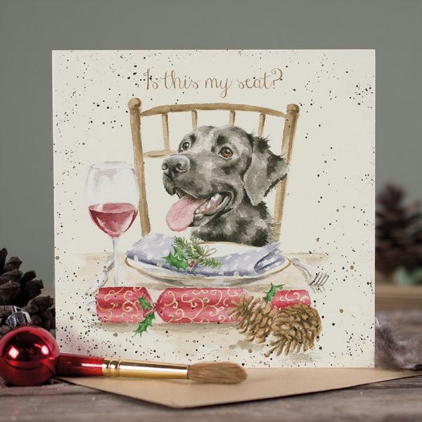 クリスマスカード Is This My Seat？ / 犬 封筒付き グリーティング レンデール デ...
