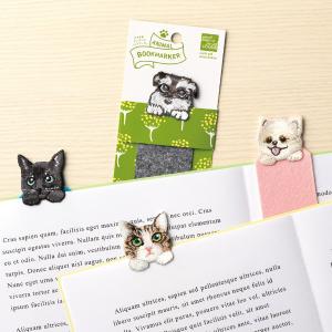 (全4種) ANIMAL BOOKMARKER 犬 猫 / 刺繍 ブックマーカー 栞 しおり 可愛い ギフト HISAGO｜ari-zakka