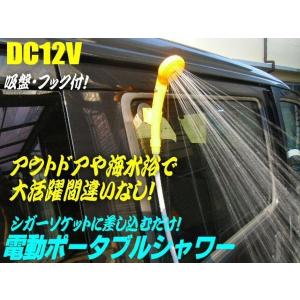 シガー電源 電動 ポータブル シャワー 12V 水浴び キャンプ 海水浴 に 節水可 アウトドア｜aria-net