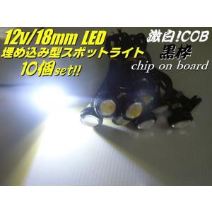 12V 激白 LED COB 18mm イーグルアイ 埋め込み 丸型 牛目 デイライト スポットライト 10個 セット 白 ホワイト 黒 ブラック バイク｜aria-net