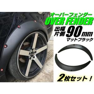 逆反り ワイド 出幅 80mm オーバーフェンダー ブラック 汎用 2枚