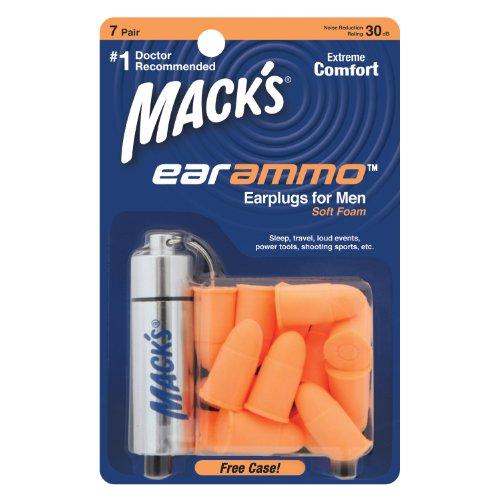 MACK&apos;S 超騒音防止 耳栓 Ammo 7ペア 容器付 オレンジ 30dB Item # 947