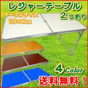 レジャーテーブル　折りたたみテーブル　２つ折り　アルミテーブル　アウトドア