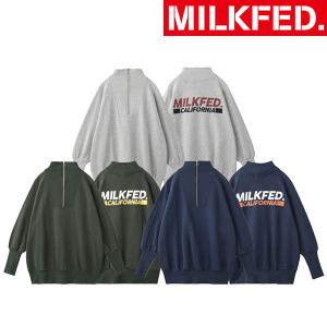 スウェット レディース トレーナー ミルクフェド MILKFED HALF ZIP SWEAT TOP 103213012010 ハーフ ジップ グレー｜ariel