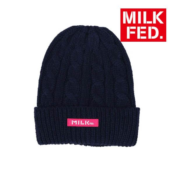 ニットキャップ 帽子 ミルクフェド MILKFED LOGO CABLE KNIT CAP 1032...