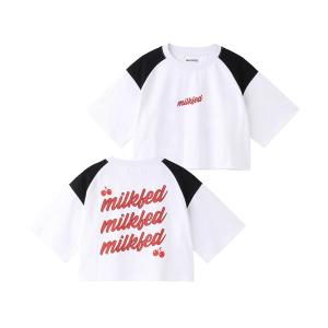 tシャツ Tシャツ ミルクフェド MILKFED SLANTED LOGO TOP 103232013012 レディース 白 ブラック 黒｜ariel