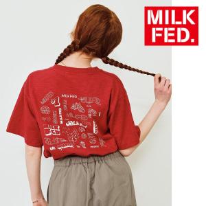 tシャツ Tシャツ ミルクフェド MILKFED MANY LOGO SLAB SS TEE 103242011005 レディース ブランド 白 黒 赤｜ariel