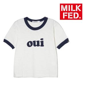 tシャツ Tシャツ ミルクフェド MILKFED OUI SLAB COMPACT SS RINGER TEE レディース ブランド 白 夏 ホワイト｜ariel