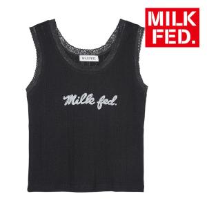 タンクトップ ミルクフェド MILKFED LACE TANK TOP レディース ブランド 白 夏 黒 紫 レース ノースリーブ ブラック ホワイト｜ariel