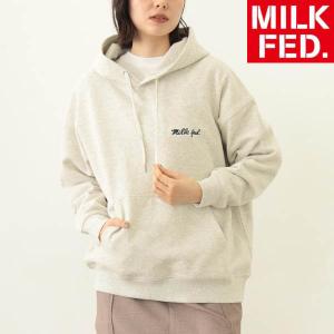 スウェット ミルクフェド MILKFED ICING LOGO WIDE SWEAT HOODIE レディース パーカー チャコール グレー