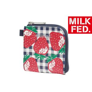 財布 レディース ミルクフェド MILKFED STRAWBERRY WALLET 黒 L字 ウォレット 103261054004
