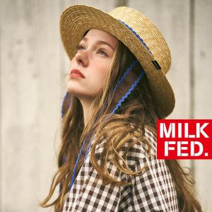 レディース 帽子 ハット 夏 ミルクフェド MILKFED TRIMMED RIBBON BOATER HAT ボーターハット ストローハット