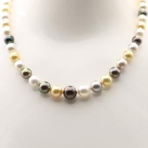 真珠 パール ネックレス 白蝶真珠 南洋真珠 9mm-12mm マルチカラー