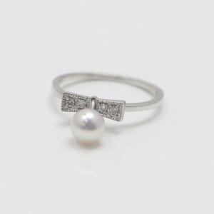 真珠 パール 指輪 リング アコヤ真珠 4.5mm-5mm ホワイトカラ−リング