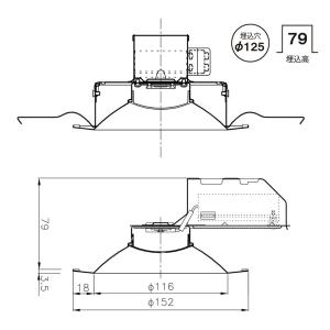 NEC LEDダウンライト SB形 埋込穴φ125電球色 MRD06013(RP)BW2/L-1｜aries8