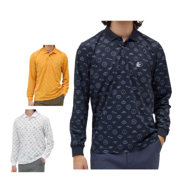 マンシングウェア メンズ ロゴ総柄プリント 長袖 ポロシャツ MG5FLS80M ゴルフウエア 20...