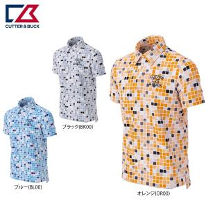 『N』カッター＆バック メンズ ブロック柄 半袖 ボタンダウン ポロシャツ CGMPJA36 2020年モデル  ゴルフウェア  春夏モデル 50％OFF  特価   有賀園ゴルフ