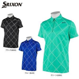 スリクソン メンズ クロス チェック柄 ストレッチ 半袖 ハーフジップシャツ RGMRJA07 2021年モデル ゴルフウェア 春夏モデル 50％OFF 特価 有賀園ゴルフ