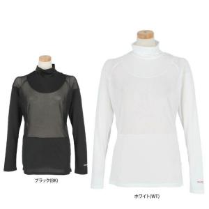 セール♪ マリクレール レディース ロゴプリント メッシュ切替 ストレッチ 長袖 ハイネック インナーシャツ 713-9835 ゴルフウェア 春夏モデル 特価｜有賀園ゴルフモール A-NET