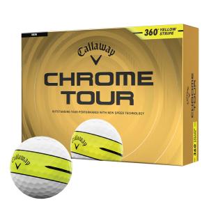 送料無料 2026年モデル キャロウェイ CHROME TOUR 360 STRIPE クロム ツアー ゴルフボール　1ダース（12球入り） 360° イエロー ストライプ