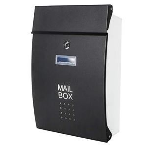 Jssmst メールボックス 郵便受け ポスト 北欧風 壁掛け キーロック式 大容量 玄関 HPB005-黒