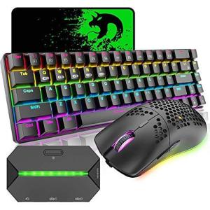 ゲーミングキーボード マウス コンバータ付き Bluetooth 2.4GHワイヤレス Type-c有線接続 メカニカルキーボード 2.4GHワイヤレ