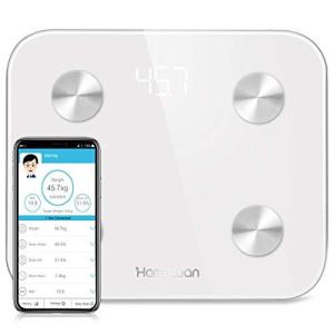体重計 HAMSWAN 体脂肪計 体成計 Bluetooth対応 最大計量180KG/397lbs 強化ガラス 体重/体脂肪率/内臓脂肪/筋肉量/基