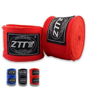 ZTTYボクシング バンテージ コットン 伸縮性 マジックテープ式 総合格闘技 キックボクシング 赤 黒 ブルー 3m 5m