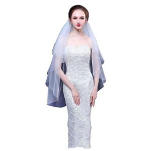 misaki ウエディングベール ミドルベール 花嫁ベール シンプル ベールダウン 二段ベール コーム付き 1メートル オフホワイト