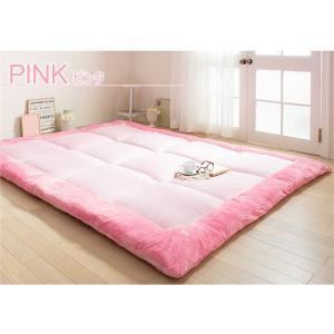 ラグマット | 厚みの選べるふっくらラグマット 〔約厚さ3cm/185×185cm〕 ピンク 高性能アルミ断熱シート入り 〔抗菌・防臭加工〕