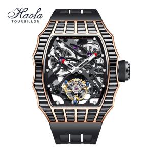 Haofa2310  腕時計 メンズ スケルトン トゥールビヨン 機械式自動巻き   おしゃれ 防水 高級 紳士  人気  男性プレゼント クリスタル